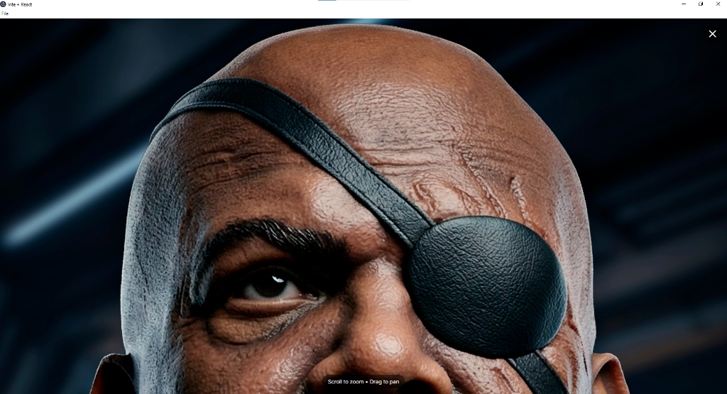 High-resolution viewer zoomed into a model render